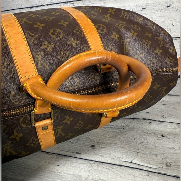 Louis Vuitton Keepall 45 brown monogram canvas leather travel duffle bag - Picture 7 of 12